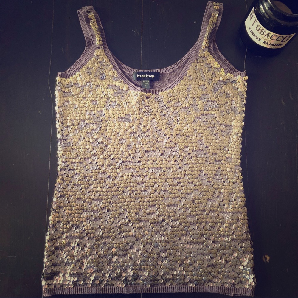 Bebe gold/silver sequenced tank top